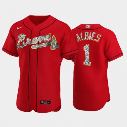 Atlanta Atlanta Braves #1 Ozzie Albies Men's Nike Diamond Edition MLB Jersey - Red