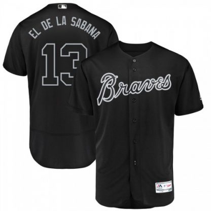 Atlanta Atlanta Braves #13 Ronald Acuna Jr. El de la Sabana Majestic 2019 Players' Weekend Flex Base Authentic Player Jersey Black