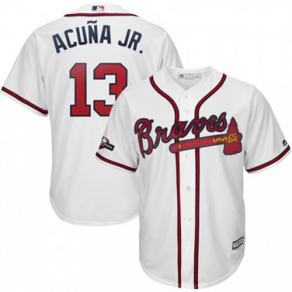 Atlanta Atlanta Braves #13 Ronald Acuna Jr. Majestic 2019 Postseason Official Cool Base Player Jersey White