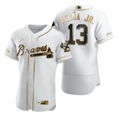 Atlanta Atlanta Braves #13 Ronald Acuna Jr. White Nike Men's Authentic Golden Edition MLB Jersey