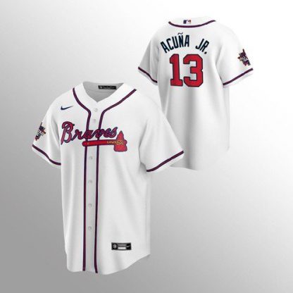 Atlanta Atlanta Braves #13 Ronald Acuna Jr. Men's Nike 150th Anniversary 2021 World Series Game MLB Jersey - White