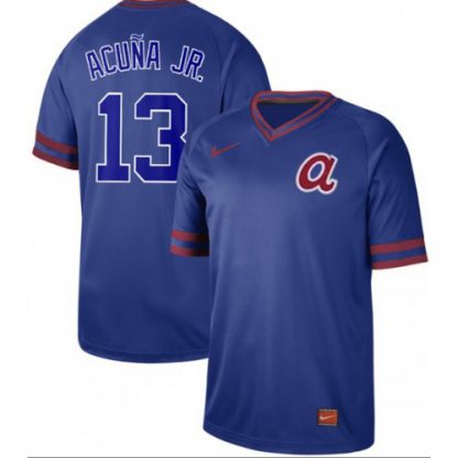 Nike Atlanta Braves #13 Ronald Acuna Jr. Royal Authentic Cooperstown Collection Stitched MLB Jersey