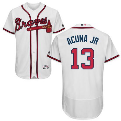 Atlanta Braves #13 Ronald Acuna Jr. White Flexbase Authentic Collection Stitched MLB Jersey