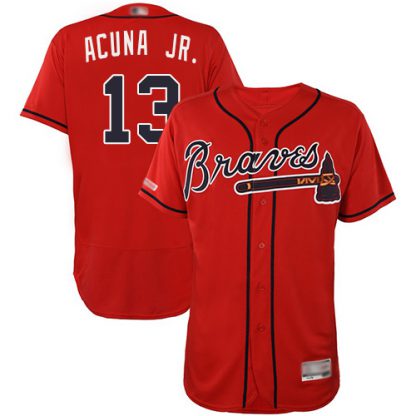 Atlanta Braves #13 Ronald Acuna Jr. Red Flexbase Authentic Collection Stitched MLB Jersey
