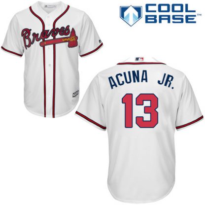 Atlanta Braves #13 Ronald Acuna Jr. White New Cool Base Stitched MLB Jersey