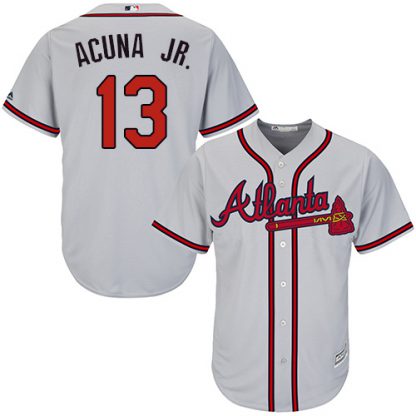 Atlanta Braves #13 Ronald Acuna Jr. Grey New Cool Base Stitched MLB Jersey