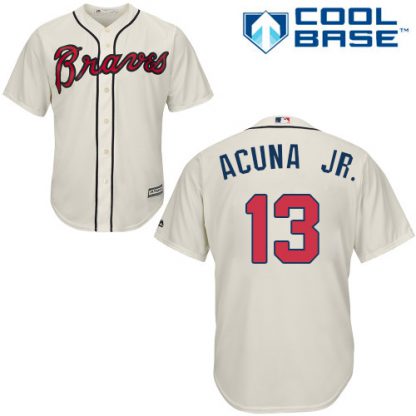 Atlanta Braves #13 Ronald Acuna Jr. Cream New Cool Base Stitched MLB Jersey