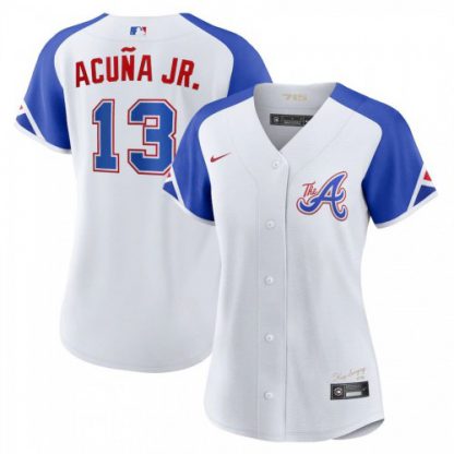 Atlanta Atlanta Braves #13 Ronald Acuna 2023 City Connect Women's Nike Atlanta Jersey - White