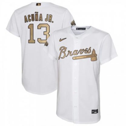 Atlanta Atlanta Braves #13 Ronald Acuna Jr. Youth Nike White 2022 MLB All-Star Game Replica Player Jersey