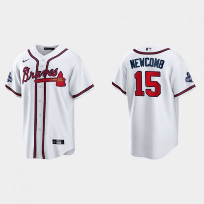 Atlanta Atlanta Braves #15 Sean Newcomb Men's Nike 2021 World Series Champions Patch MLB Game Jersey - White
