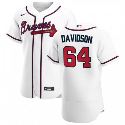 Atlanta Atlanta Braves #64 Tucker Davidson Men's Nike White Home 2020 Authentic Player MLB Jersey