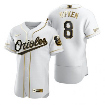 Baltimore Baltimore Orioles #8 Cal Ripken Jr White Nike Men's Authentic Golden Edition MLB Jersey