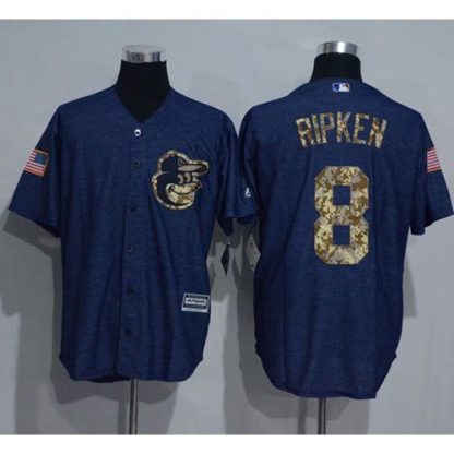 Baltimore Orioles #8 Cal Ripken Denim Blue Salute to Service Stitched MLB Jersey