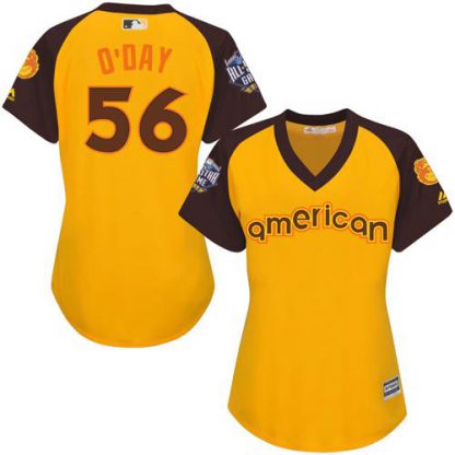 Baltimore Orioles #56 Darren O'Day Gold 2016 All-Star American League Women's Stitched MLB Jersey