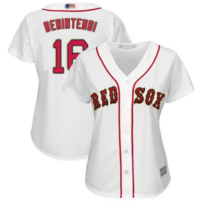 Boston Red Sox #16 Andrew Benintendi White 2019 Gold Program Cool Base Women's Stitched MLB Jersey