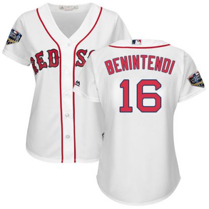 Boston Red Sox #16 Andrew Benintendi White Home 2018 World Series Women's Stitched MLB Jersey