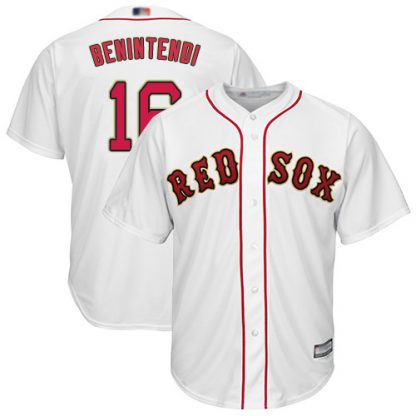 Boston Red Sox #16 Andrew Benintendi White 2019 Gold Program Cool Base Stitched Youth MLB Jersey