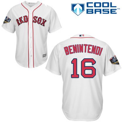 Boston Red Sox #16 Andrew Benintendi White Cool Base 2018 World Series Stitched Youth MLB Jersey