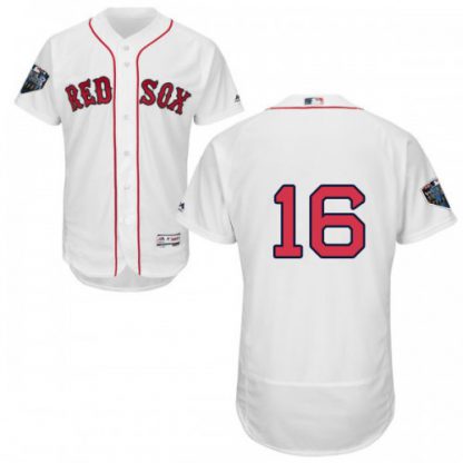 Boston Red Sox #16 Andrew Benintendi White Flexbase Authentic Collection 2018 World Series Stitched MLB Jersey