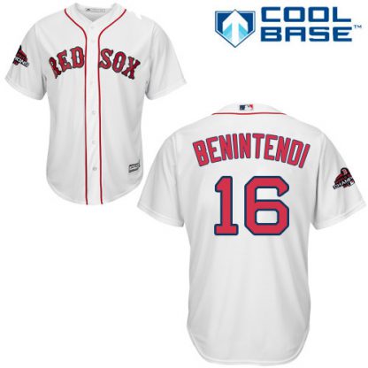 Boston Red Sox #16 Andrew Benintendi White New Cool Base 2018 World Series Champions Stitched MLB Jersey