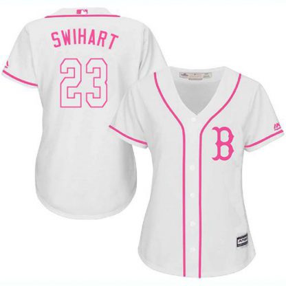 Boston Red Sox #23 Blake Swihart White/Pink Fashion Women's Stitched MLB Jersey