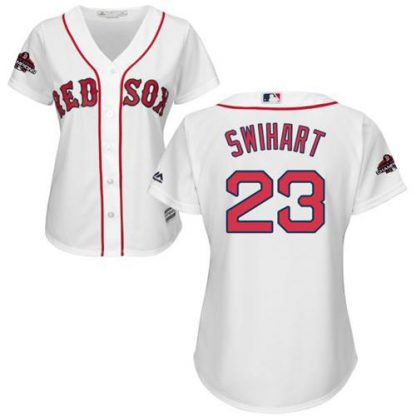Boston Red Sox #23 Blake Swihart White Home 2018 World Series Champions Women's Stitched MLB Jersey