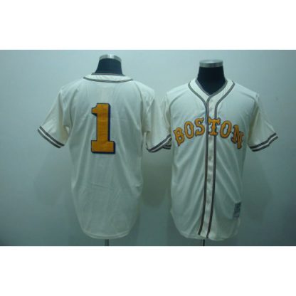 Mitchell And Ness Boston Red Sox #1 Bobby Doerr Cream Stitched MLB Throwback Jersey