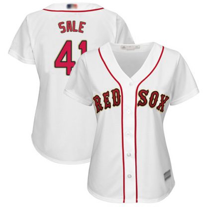 Boston Red Sox #41 Chris Sale White 2019 Gold Program Cool Base Women's Stitched MLB Jersey