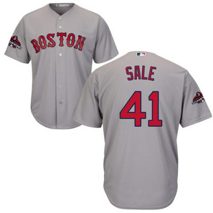 Boston Red Sox #41 Chris Sale Grey Cool Base 2018 World Series Champions Stitched Youth MLB Jersey