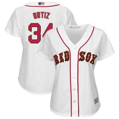 Boston Red Sox #34 David Ortiz White 2019 Gold Program Cool Base Women's Stitched MLB Jersey