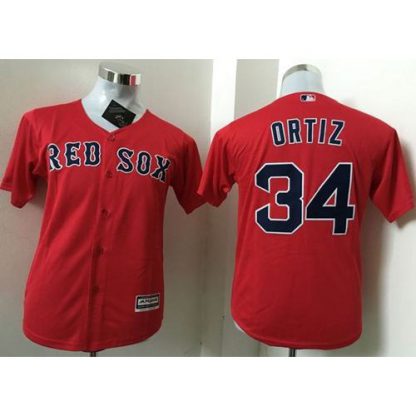 Boston Red Sox #34 David Ortiz Red Cool Base Name On Back Stitched Youth MLB Jersey
