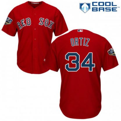Boston Red Sox #34 David Ortiz Red Cool Base 2018 World Series Stitched Youth MLB Jersey