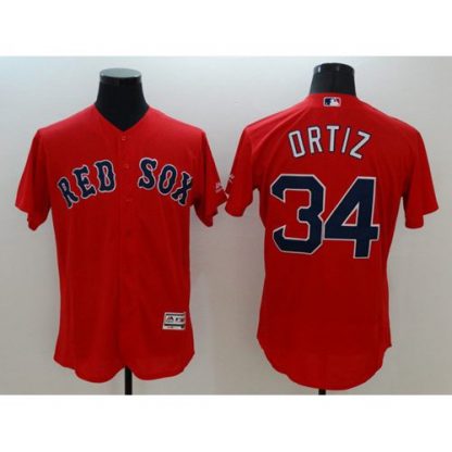 Boston Red Sox #34 David Ortiz Red Flexbase Authentic Collection Stitched MLB Jersey