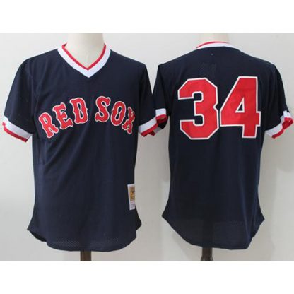Mitchell And Ness Boston Red Sox #34 David Ortiz Dark Blue Throwback Stitched MLB Jersey