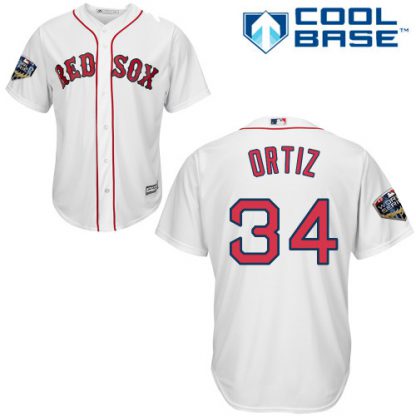 Boston Red Sox #34 David Ortiz White New Cool Base 2018 World Series Stitched MLB Jersey