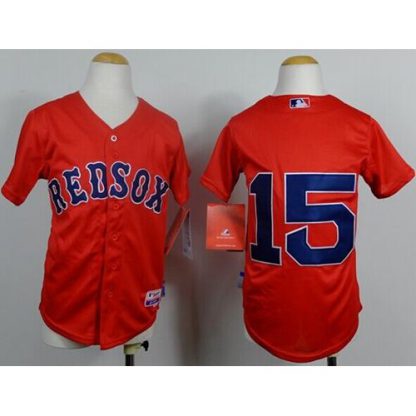 Boston Red Sox #15 Dustin Pedroia Red Cool Base Stitched Youth MLB Jersey