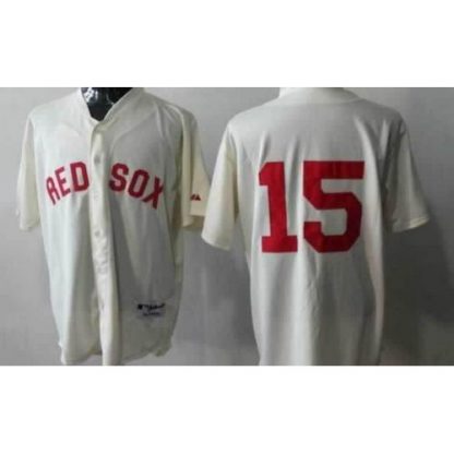 Boston Red Sox #15 Dustin Pedroia Cream Cool Base Stitched MLB Jersey
