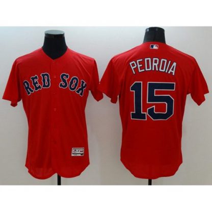 Boston Red Sox #15 Dustin Pedroia Red Flexbase Authentic Collection Stitched MLB Jersey