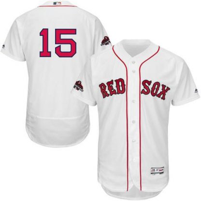 Boston Red Sox #15 Dustin Pedroia White Flexbase Authentic Collection 2018 World Series Champions Stitched MLB Jersey