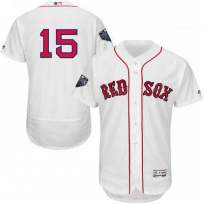 Boston Red Sox #15 Dustin Pedroia White Flexbase Authentic Collection 2018 World Series Stitched MLB Jersey