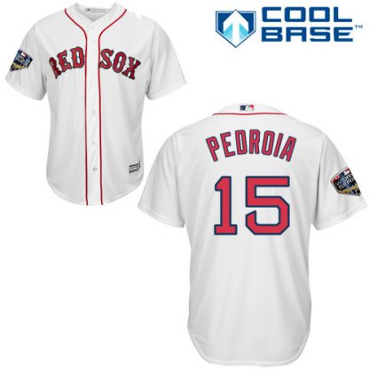 Boston Red Sox #15 Dustin Pedroia White New Cool Base 2018 World Series Stitched MLB Jersey