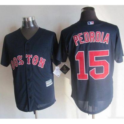 Boston Red Sox #15 Dustin Pedroia Navy Blue New Cool Base Stitched MLB Jersey
