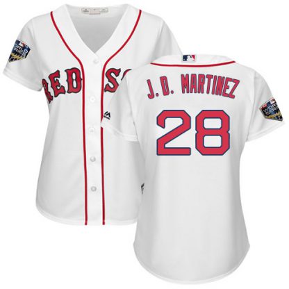 Boston Red Sox #28 J. D. Martinez White Home 2018 World Series Women's Stitched MLB Jersey