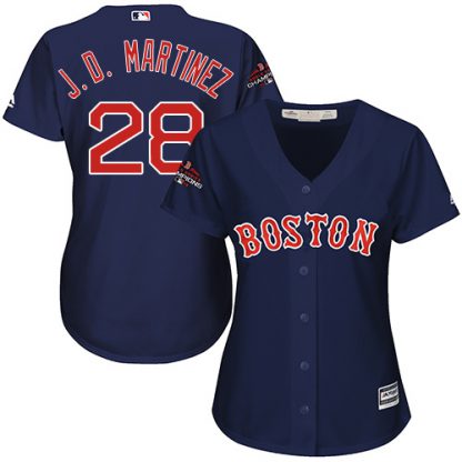 Boston Red Sox #28 J. D. Martinez Navy Blue Alternate 2018 World Series Champions Women's Stitched MLB Jersey