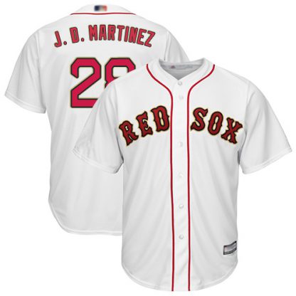 Boston Red Sox #28 J. D. Martinez White 2019 Gold Program Cool Base Stitched Youth MLB Jersey
