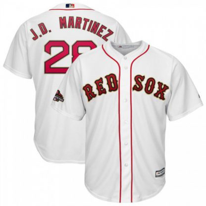Boston Boston Red Sox #28 J.D. Martinez Majestic 2019 Gold Program Cool Base Player Jersey White
