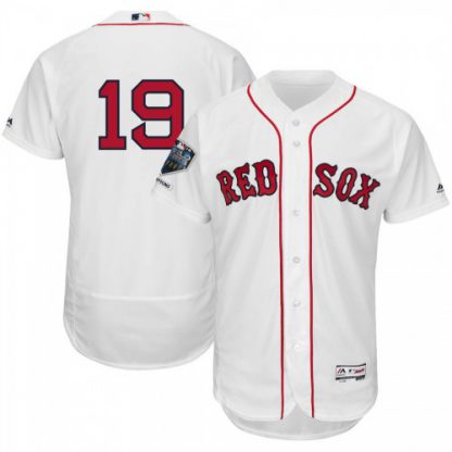Boston Boston Red Sox #19 Jackie Bradley Jr. Majestic 2018 World Series Champions Home Flex Base Player Jersey White