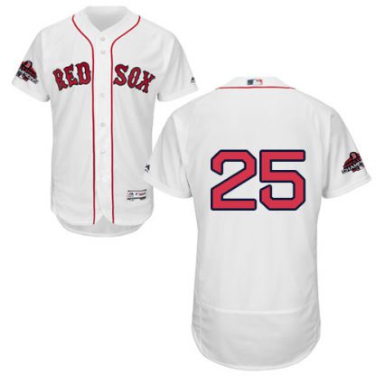Boston Red Sox #25 Jackie Bradley Jr White Flexbase Authentic Collection 2018 World Series Champions Stitched MLB Jersey