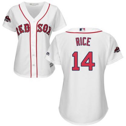 Boston Red Sox #14 Jim Rice White Home 2018 World Series Champions Women's Stitched MLB Jersey