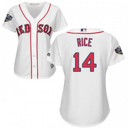 Boston Red Sox #14 Jim Rice White Home 2018 World Series Women's Stitched MLB Jersey